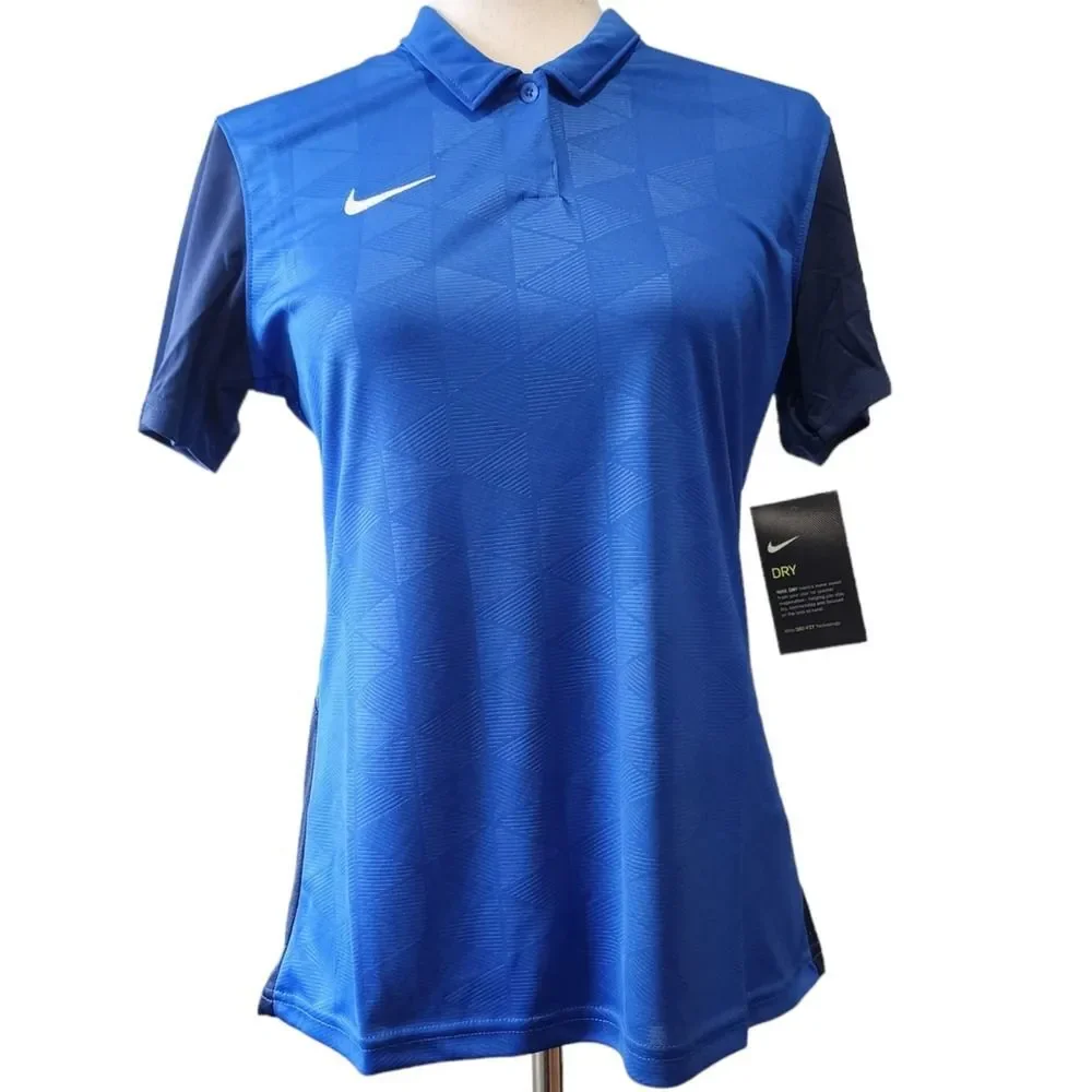 Nike DRI-FIT Polo Shirt Women's Soccer Jersey Top Blue Collared Size M CJ5727-48